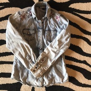 CRUEL GIRL denim snap western shirt